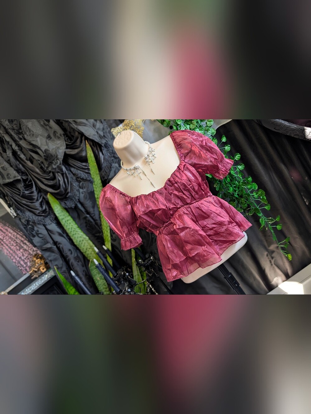 Thirty Thirty Burgundy Sheer Crop Top SM